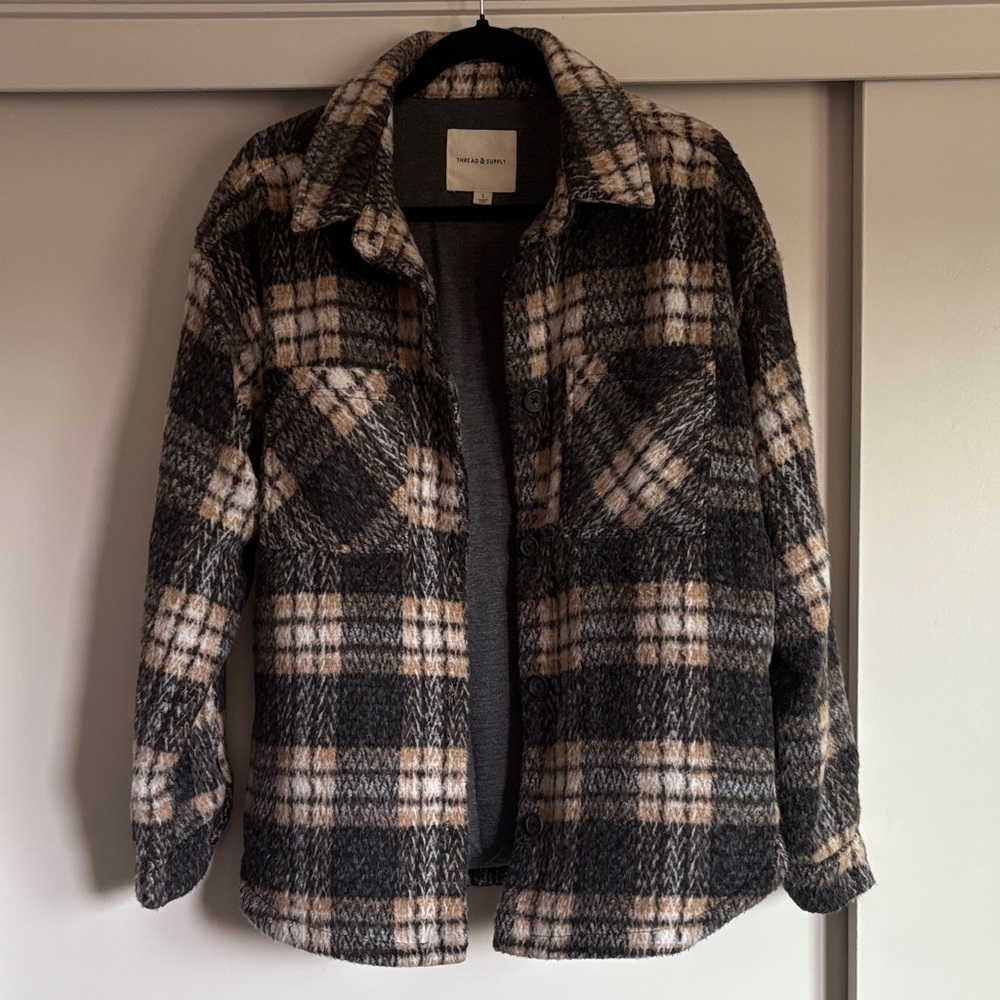 Thread & Supply Soft, Plaid Jacket in Black and Tan, Heavyweight